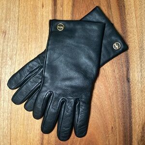 Black Coach Leather Tech Gloves
